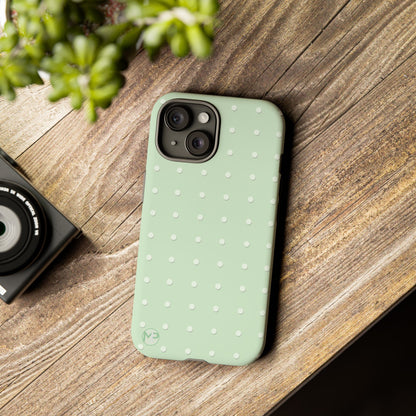 Mint Dot Tough Phone Case — Protective Polka Dot iPhone Cover