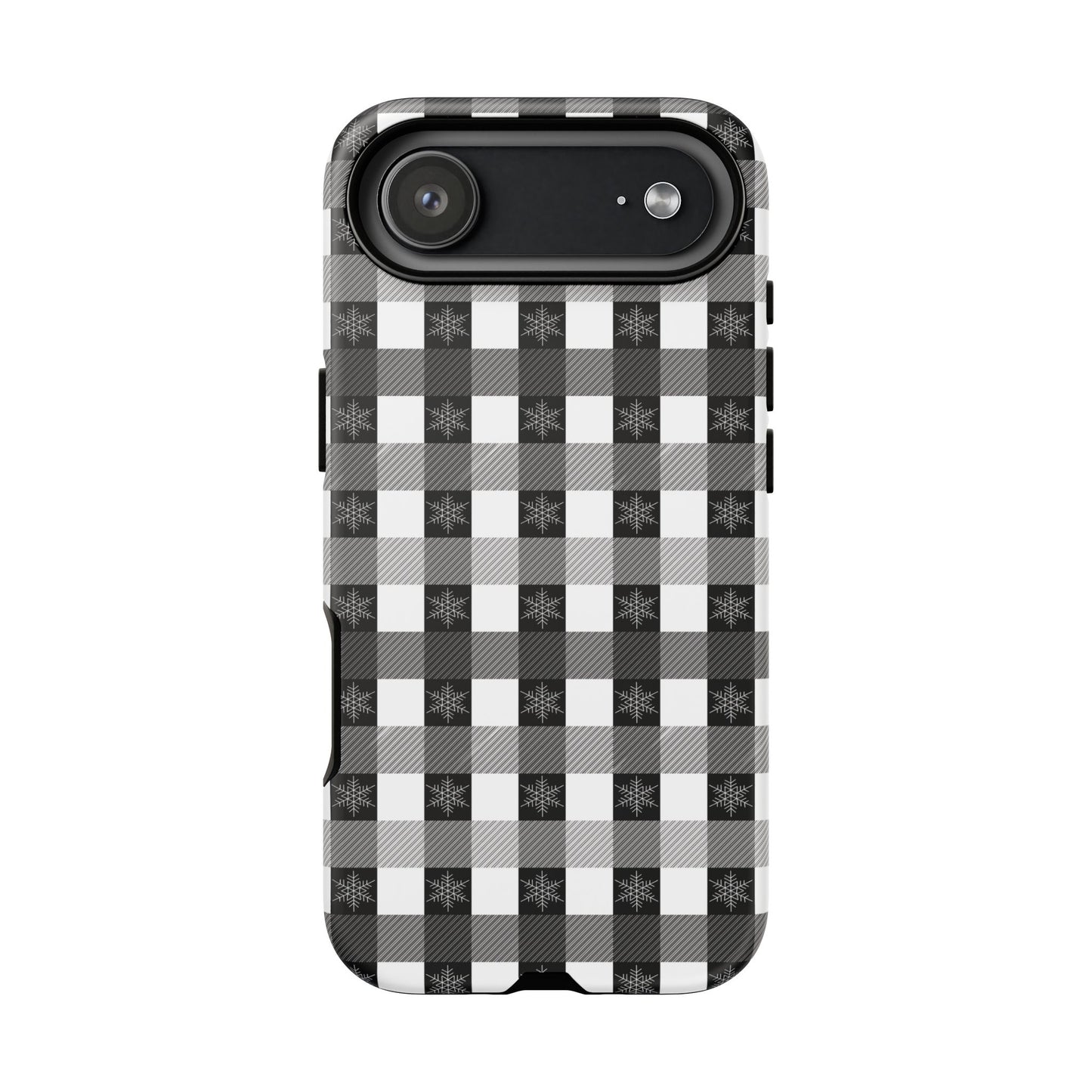 Buffalo Plaid Winter Phone Case — Black & White Checked Tough Case