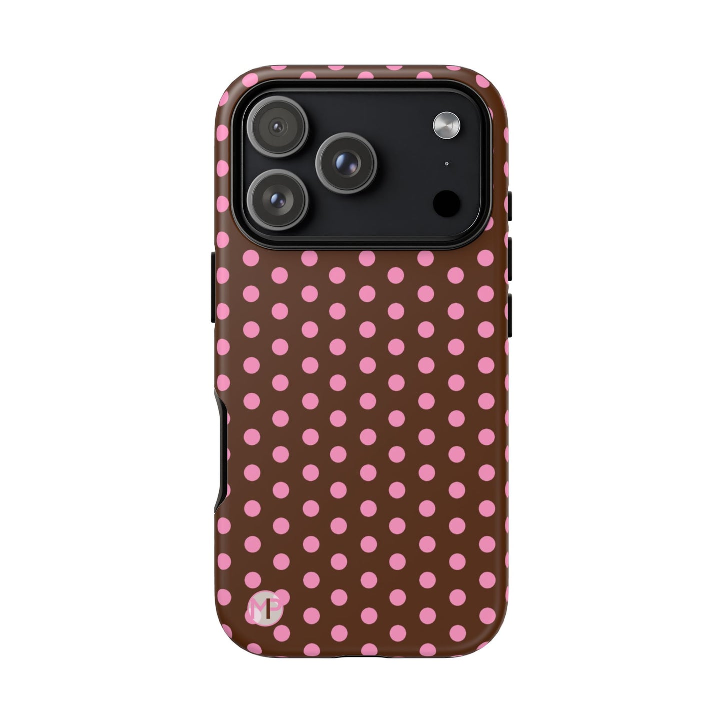 Polka Dot Tough Case — Brown with Pink Dots Phone Case