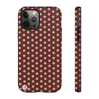 Polka Dot Tough Case — Brown with Pink Dots Phone Case