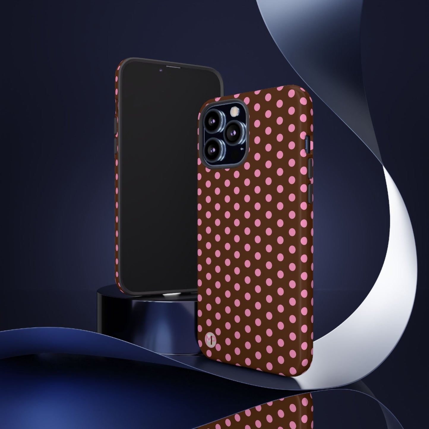 Polka Dot Tough Case — Brown with Pink Dots Phone Case