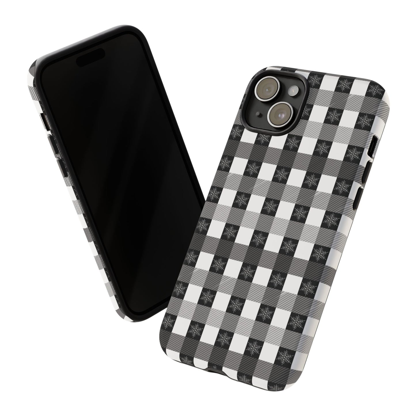 Buffalo Plaid Winter Phone Case — Black & White Checked Tough Case